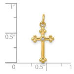Load image into Gallery viewer, 14K Yellow Gold Small .01-Carat Diamond Accent Budded Cross Pendant