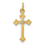 Load image into Gallery viewer, 14K Yellow Gold Small .01-Carat Diamond Accent Budded Cross Pendant