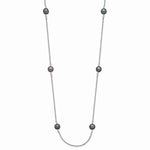 Load image into Gallery viewer, 14K White Gold 4-5mm Black Near Round Freshwater Cultured Pearl 8-station Necklace