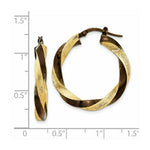 Load image into Gallery viewer, 14K Yellow Gold & Brown Rhodium 3.75mm Twisted Hoop Earrings 20mm length