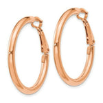 Load image into Gallery viewer, 14K Rose Gold 3x25mm Polished Round Omega Back Hoop Earrings