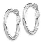 Load image into Gallery viewer, 14K White Gold 3x20mm Polished Round Omega Back Hoop Earrings