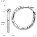 Load image into Gallery viewer, 14K White Gold 3x20mm Polished Round Omega Back Hoop Earrings