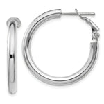 Load image into Gallery viewer, 14K White Gold 3x20mm Polished Round Omega Back Hoop Earrings
