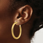 Load image into Gallery viewer, 14K Yellow Gold 4x30mm Diamond-cut Round Omega Back Hoop Earrings
