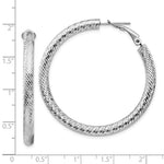 Load image into Gallery viewer, 14K 4x35mm White Gold Diamond-cut Round Omega Back Hoop Earrings