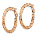 Load image into Gallery viewer, 14K 3x20mm Rose Gold Diamond-cut Round Omega Back Hoop Earrings