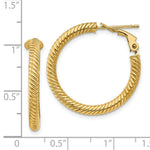 Load image into Gallery viewer, 14K Yellow Gold 3x20mm Twisted Round Omega Back Hoop Earrings