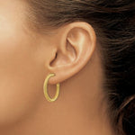 Load image into Gallery viewer, 14K Yellow Gold 3x20mm Twisted Round Omega Back Hoop Earrings