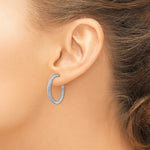 Load image into Gallery viewer, 14K 3x20mm White Gold Twisted Round Omega Back Hoop Earrings