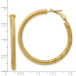 Load image into Gallery viewer, 14K Yellow Gold 4x35mm Twisted Round Omega Back Hoop Earrings