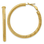 Load image into Gallery viewer, 14K Yellow Gold 4x35mm Twisted Round Omega Back Hoop Earrings