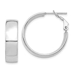 Load image into Gallery viewer, 14K White Gold High Polished 7mm Omega Back Hoop Earrings