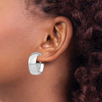 Load image into Gallery viewer, 14K White Gold High Polished 10mm Omega Back Hoop Earrings