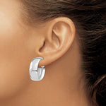 Load image into Gallery viewer, 14K White Gold High Polished 10mm Omega Back Oval Hoop Earrings