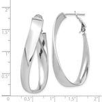 Load image into Gallery viewer, 14K White Gold Polished 7mm Twisted Omega Back Oval Hoop Earrings