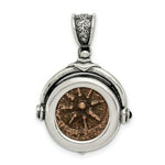 Load image into Gallery viewer, Sterling Silver & Bronze Antiqued Widows Mite Coin Pendant