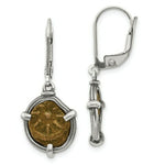 Load image into Gallery viewer, Sterling Silver Antiqued Widows Mite Coin Leverback Earrings
