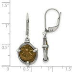 Load image into Gallery viewer, Sterling Silver Antiqued Widows Mite Coin Leverback Earrings