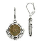 Load image into Gallery viewer, Sterling Silver Antiqued Roman Bronze Coin Leverback Earrings