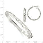 Load image into Gallery viewer, Sterling Silver Diamond-cut 6mm Bangle and 4mm Hoop Earring Set