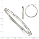 Load image into Gallery viewer, Sterling Silver Diamond-cut 4mm Bangle and 3mm Hoop Earring Set
