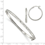 Load image into Gallery viewer, Sterling Silver Diamond-cut 4mm Bangle and 3mm Hoop Earring Set