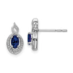 Load image into Gallery viewer, Sterling Silver Created Sapphire and Diamond Earrings