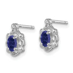 Load image into Gallery viewer, Sterling Silver Created Sapphire and Diamond Earrings