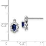 Load image into Gallery viewer, Sterling Silver Created Sapphire and Diamond Earrings