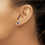 Load image into Gallery viewer, Sterling Silver Created Sapphire and Diamond Earrings