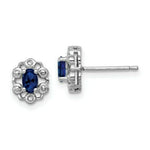Load image into Gallery viewer, Sterling Silver Created Sapphire and Diamond Earrings
