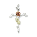 Load image into Gallery viewer, Sterling Silver & 12K Gold Rose Cross Necklace