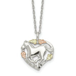 Load image into Gallery viewer, Sterling Silver & 12K Gold Horse In Heart Necklace