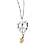 Load image into Gallery viewer, Sterling Silver & 12K Gold Rose Leaf Faith, Hope, Love Heart Necklace