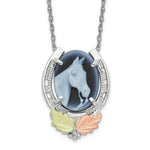 Load image into Gallery viewer, Sterling Silver & 12K Gold Horse Cameo Necklace