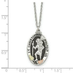 Load image into Gallery viewer, Sterling Silver & 12K Gold Accents Antiqued St. Christopher Necklace