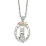 Load image into Gallery viewer, Sterling Silver & 12K Gold Accents Cat Necklace