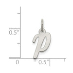 Load image into Gallery viewer, Sterling Silver Rhodium-plated Script Letter P Initial Letter Charm