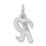 Load image into Gallery viewer, Sterling Silver Rhodium-plated Script Letter R Initial Letter Charm