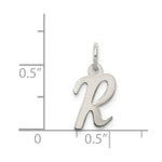Load image into Gallery viewer, Sterling Silver Rhodium-plated Script Letter R Initial Letter Charm
