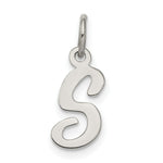 Load image into Gallery viewer, Sterling Silver Rhodium-plated Script Letter S Initial Letter Charm