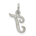 Load image into Gallery viewer, Sterling Silver Rhodium-plated Script Letter T Initial Letter Charm