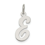 Load image into Gallery viewer, Sterling Silver Rhodium-plated Script Letter E Initial Letter Charm