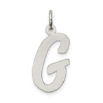 Load image into Gallery viewer, Sterling Silver Rhodium-plated Script Letter G Initial Letter Charm