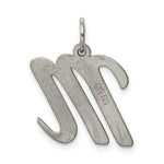 Load image into Gallery viewer, Sterling Silver Rhodium-plated Script Letter M Initial Letter Charm