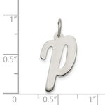 Load image into Gallery viewer, Sterling Silver Rhodium-plated Script Letter P Initial Letter Charm