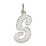 Load image into Gallery viewer, Sterling Silver Rhodium-plated Script Letter S Initial Letter Charm