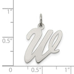Load image into Gallery viewer, Sterling Silver Rhodium-plated Script Letter W Initial Letter Charm