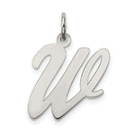 Load image into Gallery viewer, Sterling Silver Rhodium-plated Script Letter W Initial Letter Charm